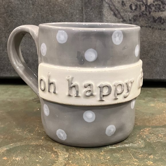 Mud Pie Oh Happy Day 16oz Ceramic Mug NWT - Picture 1 of 6